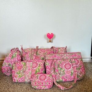 Vera Bradley Set of 5 Pink Paisley Travel Bags